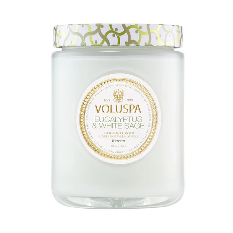 Voluspa Maison Blanc Large Jar Candle 18oz EUCALYPTUS & WHITE SAGE