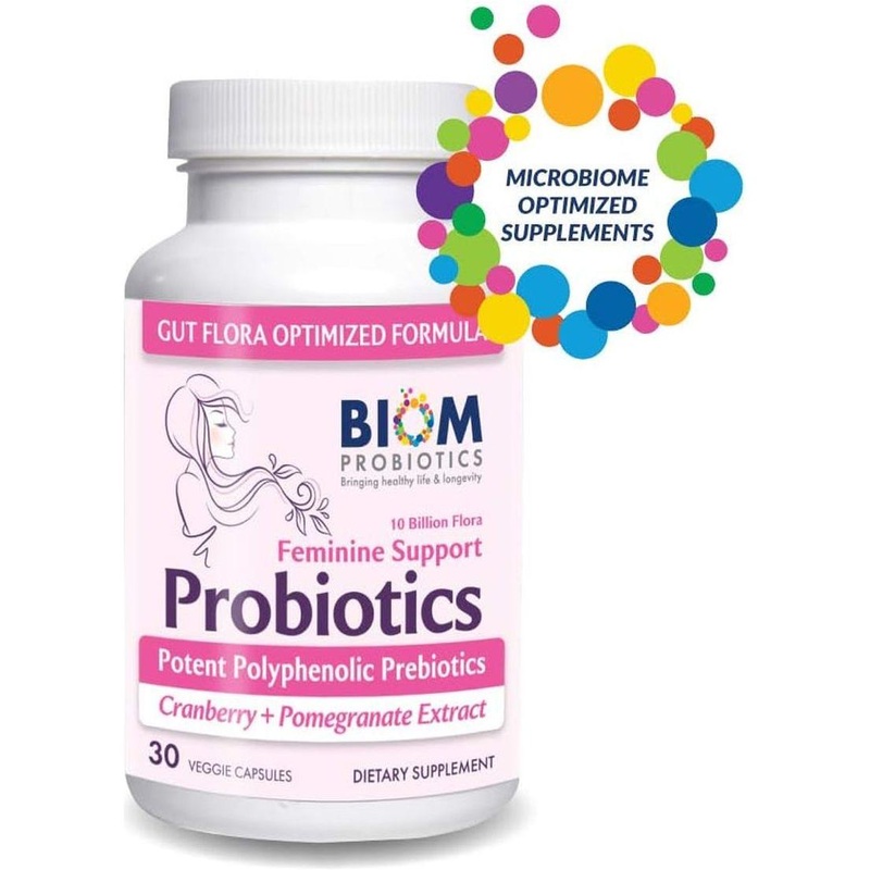 Biom Probiotics Feminine Support  30 Veggie Capsules | Gut & Vaginal Microbiome Balance