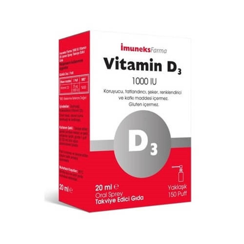 _muneks Vitamin D3 1000 IU Spray Supplement for Adults and Children Over 11 – 20ml, 150 Puffs