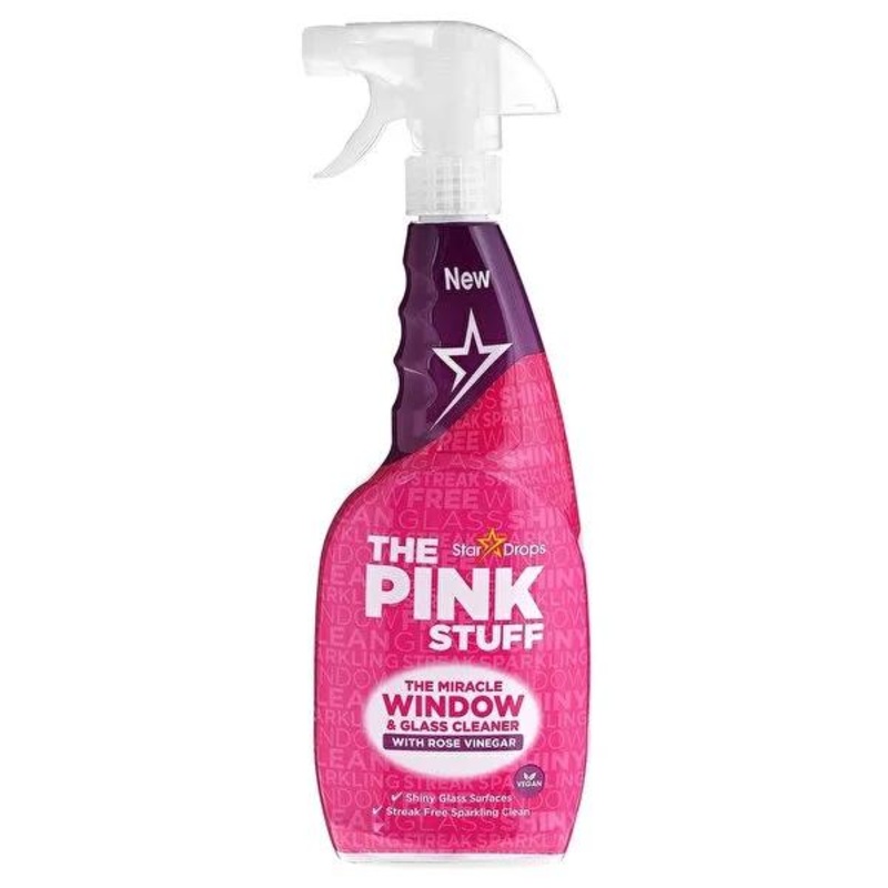 The Pink Stuff Glass Cleaner – Rose Vinegar Formula, Streak-Free, Natural, 25.4 fl oz
