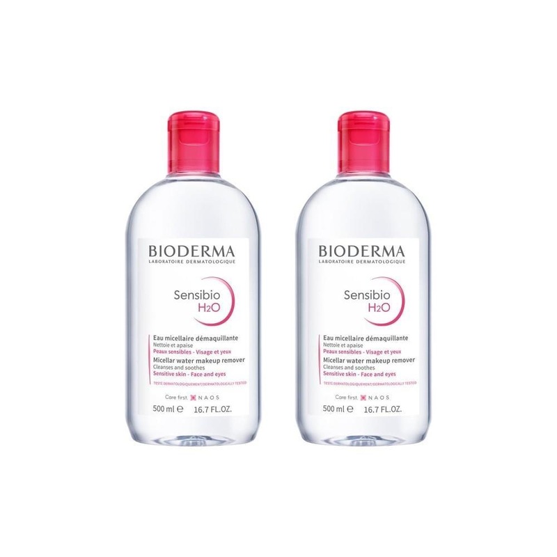 Bioderma Sensibio H2O Micellar Water for Sensitive Skin – Gentle Makeup Remover, Fragrance-Free Skincare (33.81 fl oz x 2)