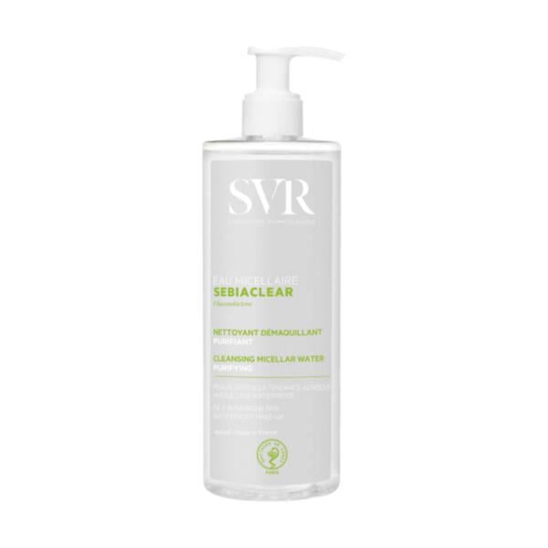 SVR Sebiaclear: Gentle Micellar Water for Oily & Sensitive Skin – Alcohol & Paraben Free, Effective Makeup Remover & Sebum Control, 400ml