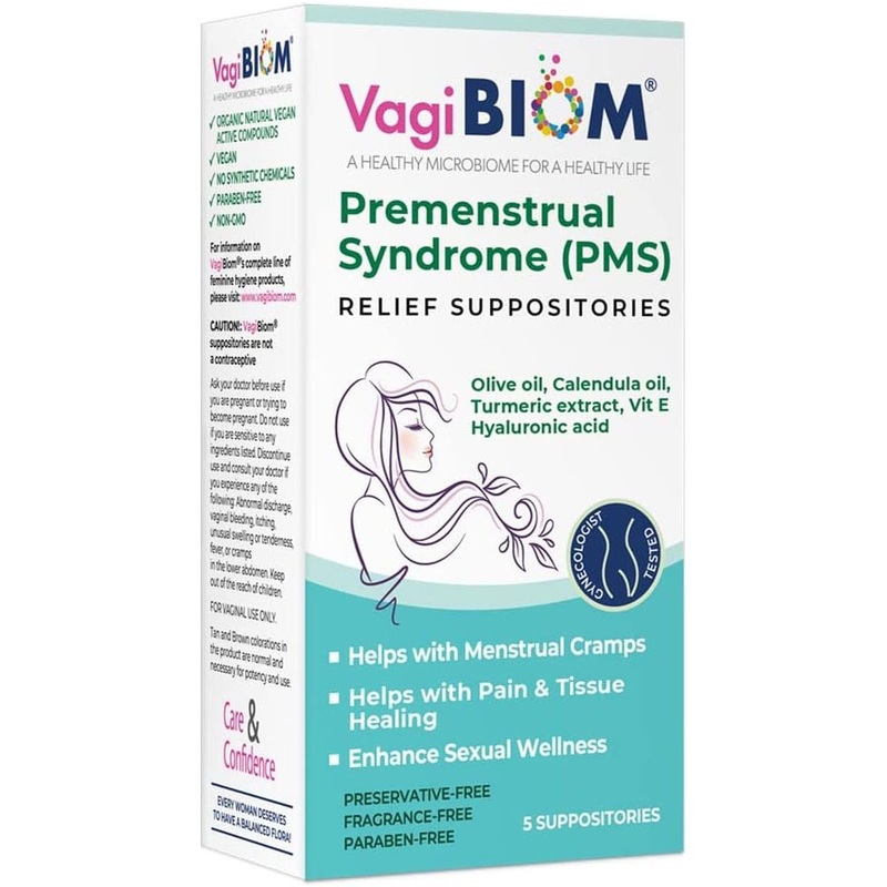 VagiBiom Premenstrual Syndrome (PMS) Relief Suppositories – 5 Suppositories | Natural Relief for Menstrual Discomfort