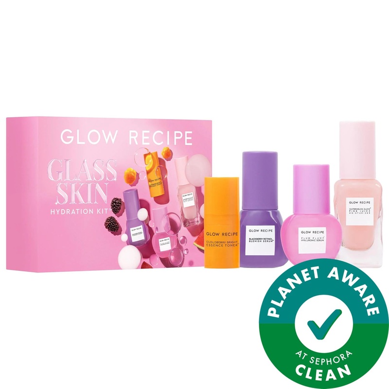 Drunk Elephant Glass Skin Hydration Kit – 4-Piece Skincare Set for Hydrated, Radiant Skin with Retinol & Hyaluronic Acid