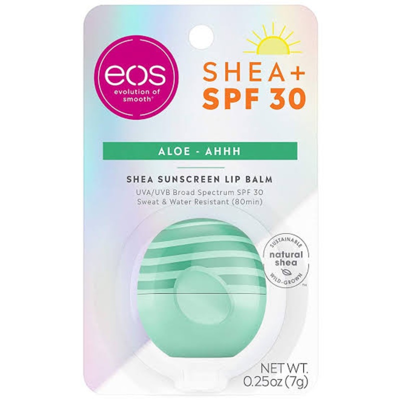 eos Shea + SPF Lip Balm Sphere – Aloe | SPF 30 Sweat and Water Resistant | 0.25 oz