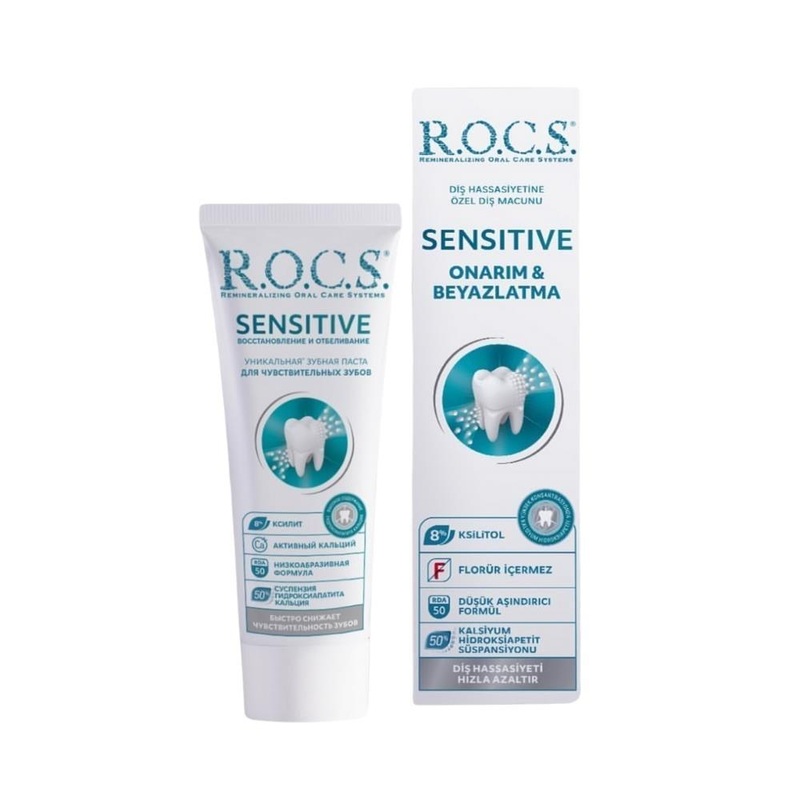 ROCS Sensitive Repair & Whitening Toothpaste for Sensitive Teeth, 2.54 fl oz – Gentle, Non-Abrasive, Fluoride-Free