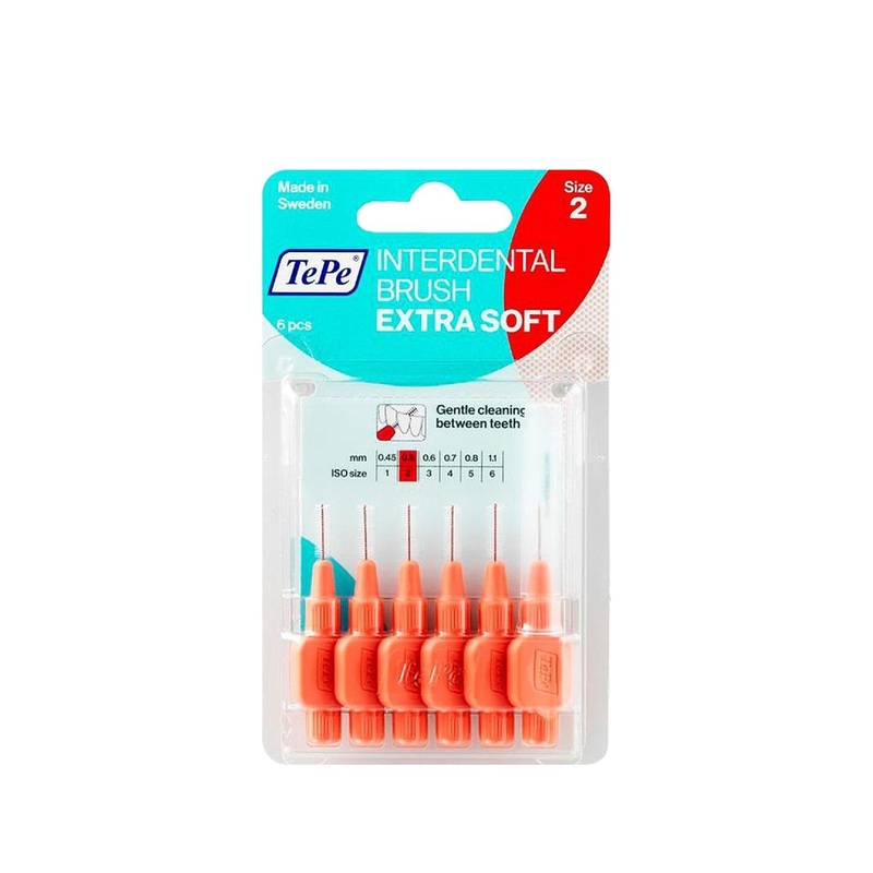 Tepe Extra Soft Interdental Brush, 0.5 mm, Red, Pack of 6 – Gentle on Gums & Teeth