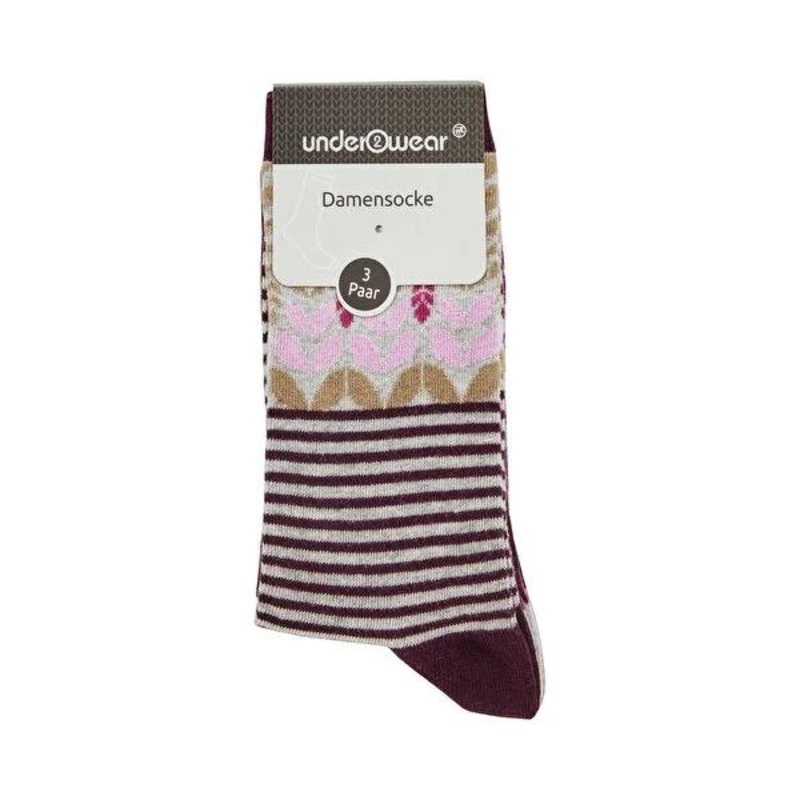 Underwear Women’s Cotton Socks 3-Pack: Colorful Floral & Fruit Patterned Ladies Socks Size 39-42 (EU) – Comfortable, Breathable & Stylish.