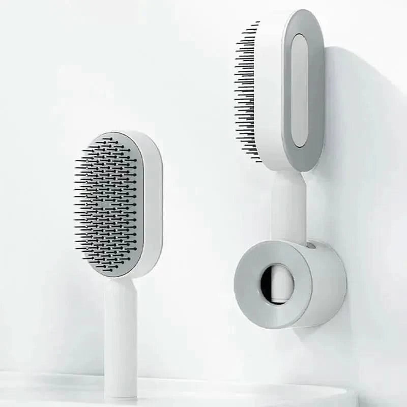 Quick-Clean Air Cushion Hair Comb  Effortless Detangling, Scalp Comfort & Easy Maintenance in One Smart Tool White 9 CM x 17 CM