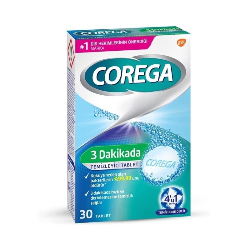 Corega Denture Cleaning Tablets – 3 Minute Quick Clean for Fresh Breath