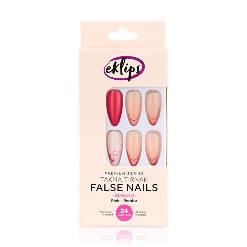 Eklips Pink French Almond Press On Nails: Salon Quality Fake Nails at Home, Easy Application, Customizable Shape