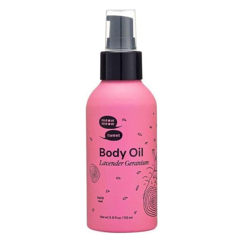 Meow Meow Tweet Body Oil Lavender Geranium  112ml | Silky, Nourishing Body & Hair Oil 3.8 oz | 112 ml