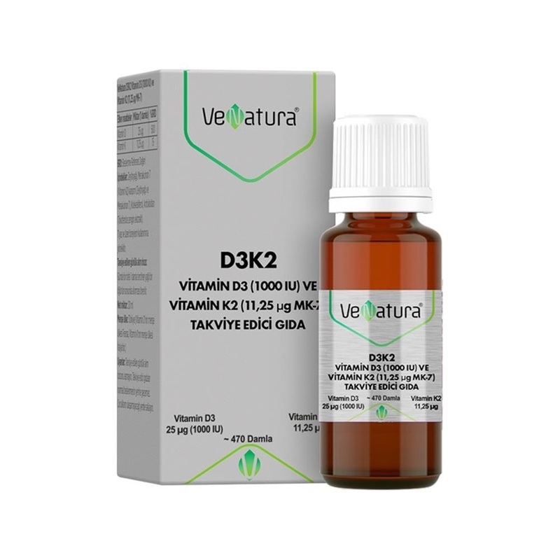 VeNatura Vitamin D3K2 Supplement (20ml) – Supports Bone & Immune Health