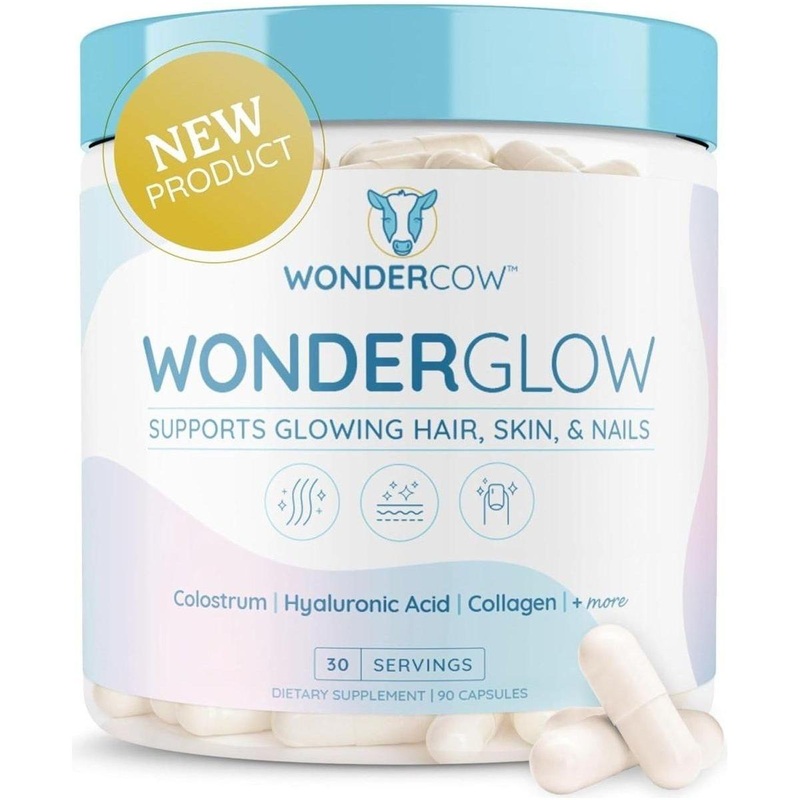Wonder Cow Wonder Glow Hair, Skin, and Nails Vitamins  30 Servings (90 Capsules) | Radiant Skin, Stronger Hair & Nails from Within Capsule 90 Count (Pack Of 1)