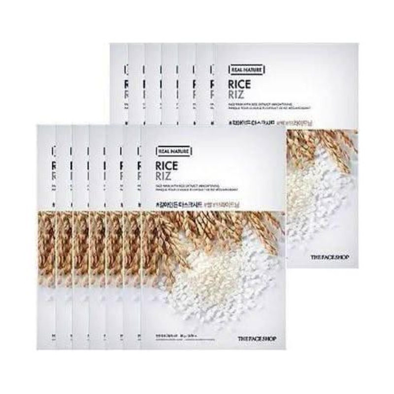 THE FACE SHOP Real Nature Face Mask – Rice (20g x 10 Sheets) | Brightening & Illuminating
