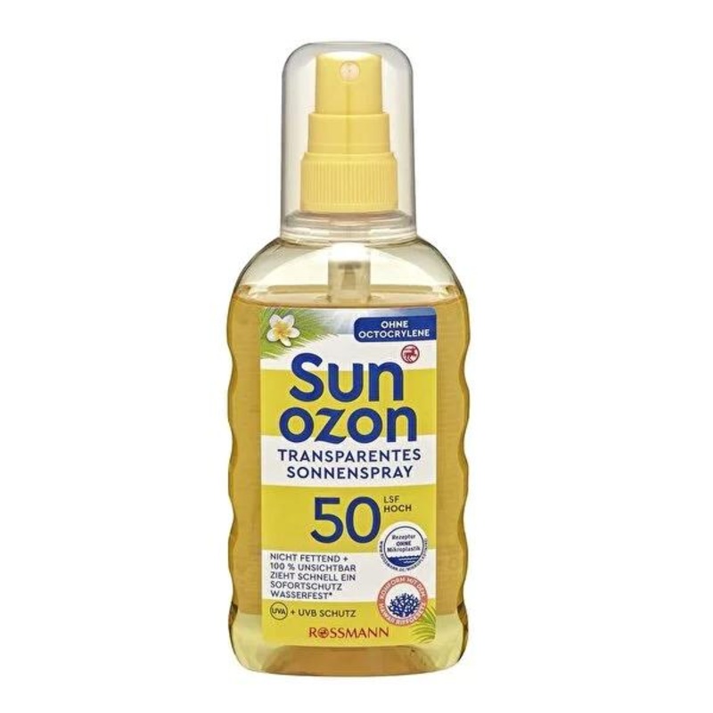 Sunozon SPF 50 Sunscreen Spray for Sensitive Skin: High UVA/UVB Protection, Water Resistant & Non-Greasy