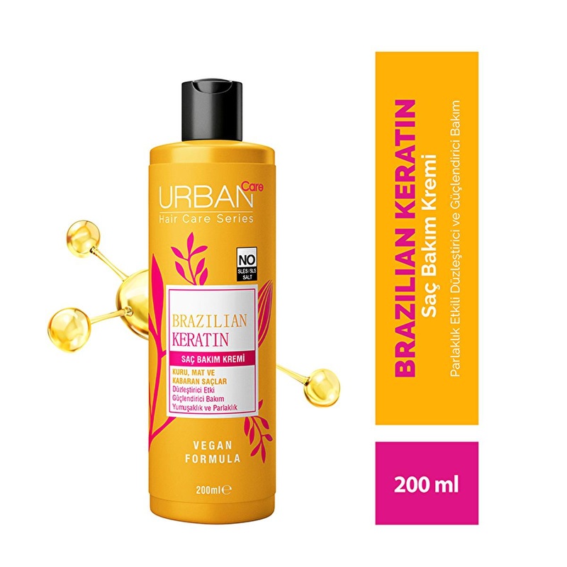 Urban Care Brazilian Keratin Hair Cream: Smooths, Repairs & Protects Frizzy, Damaged Hair  Vegan, SLES/SLS Free, Marula Oil Infused