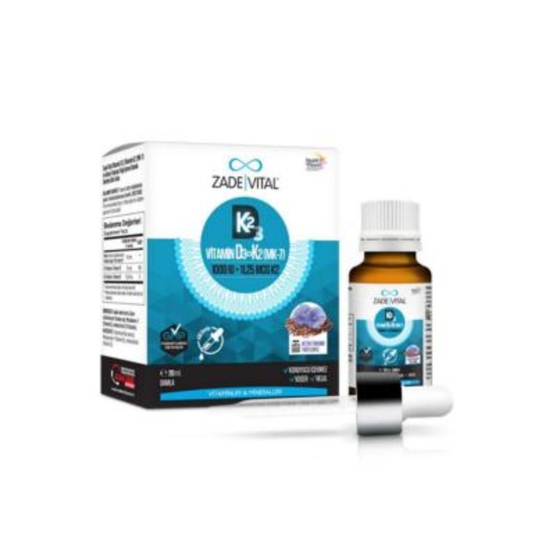 Zade Vital Vitamin D3K2 Drops: 1000 IU, Supports Bone Health & Immune System with Flaxseed Oil, Natural & Preservative-Free