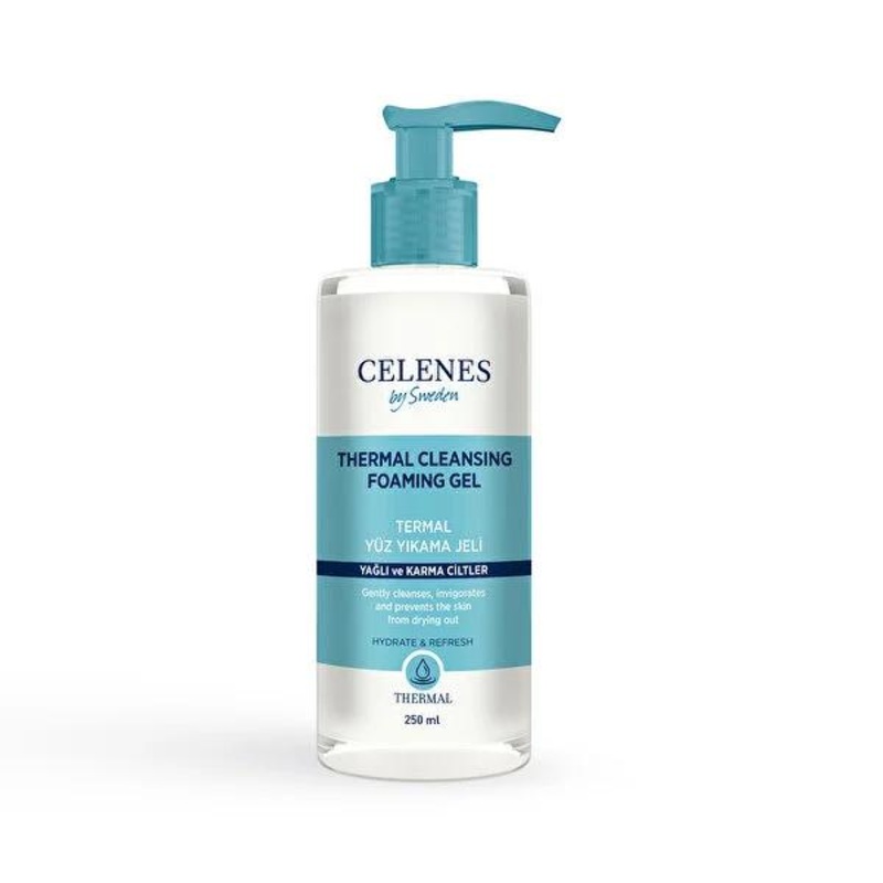 Celenes Thermal Facial Cleansing Gel for Oily & Combination Skin – Gentle Pore Cleanser with Natural Extracts, Anti-Wrinkle – 8.45 fl oz