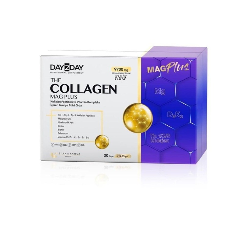 Day2Day Collagen Supplement with Magnesium – Halal Certified, Gluten-Free, 30 Sachets