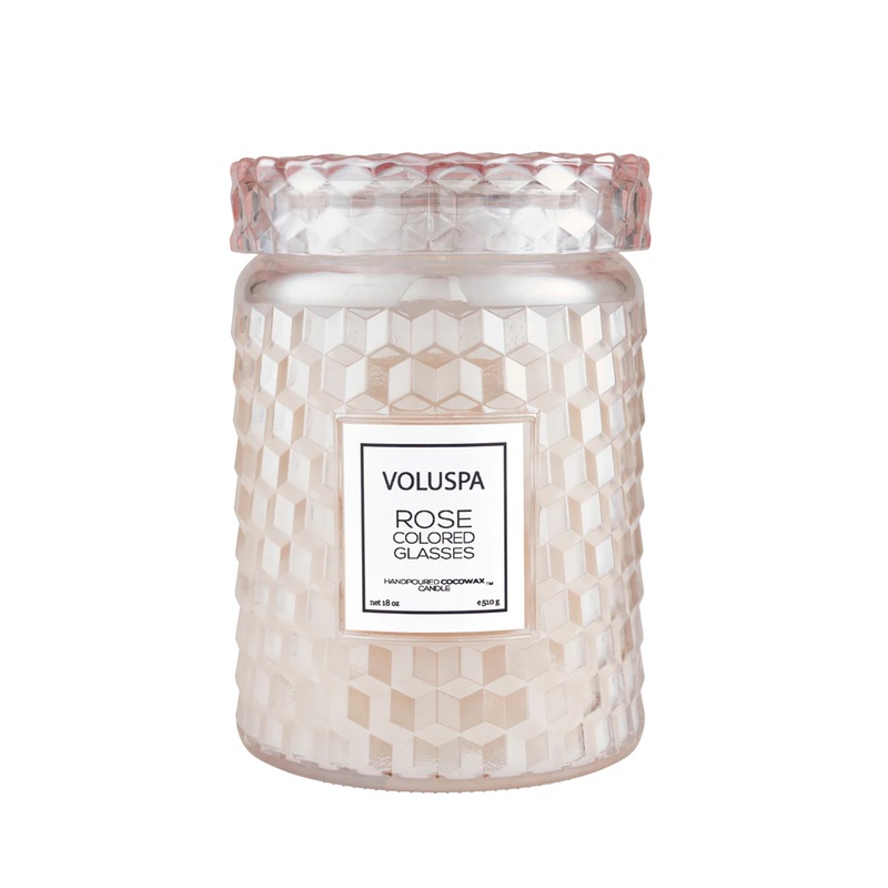 Voluspa Roses Collection Large Glass Jar Candle 18 oz ROSE OTTO