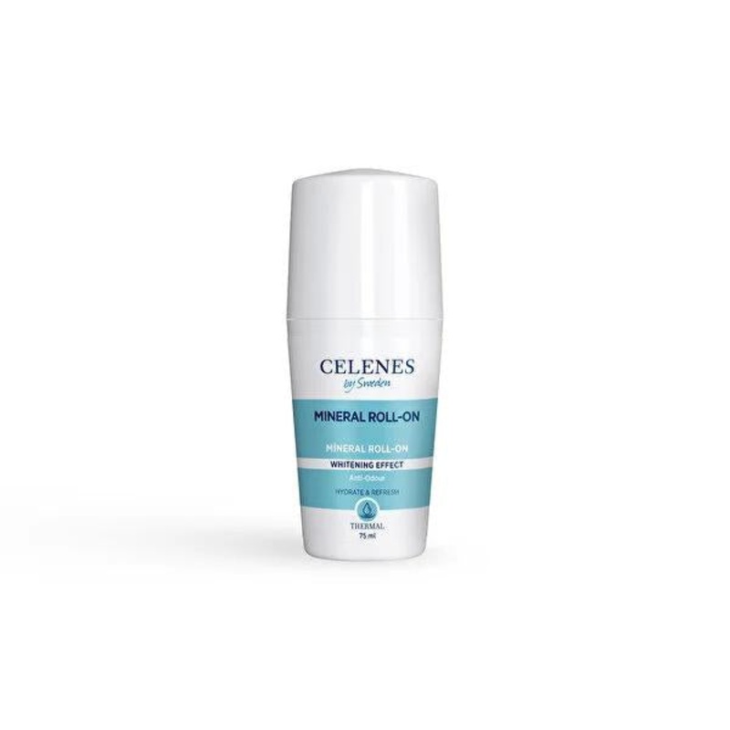 Celenes Natural Roll-On Deodorant with Thermal Water & Arbutin – 75ml, Aluminum Salt-Free, Underarm Whitening