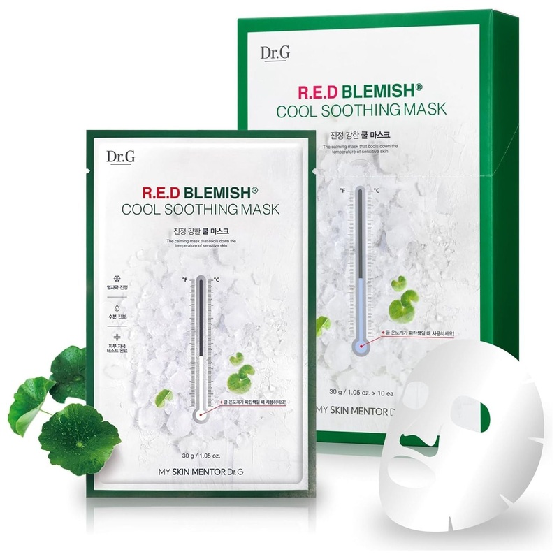 Dr.G Red Blemish Cool Soothing Mask (Pack of 10)  Instant Cooling & Hydration Red Blemish Soothing 1 Count (Pack Of 10)