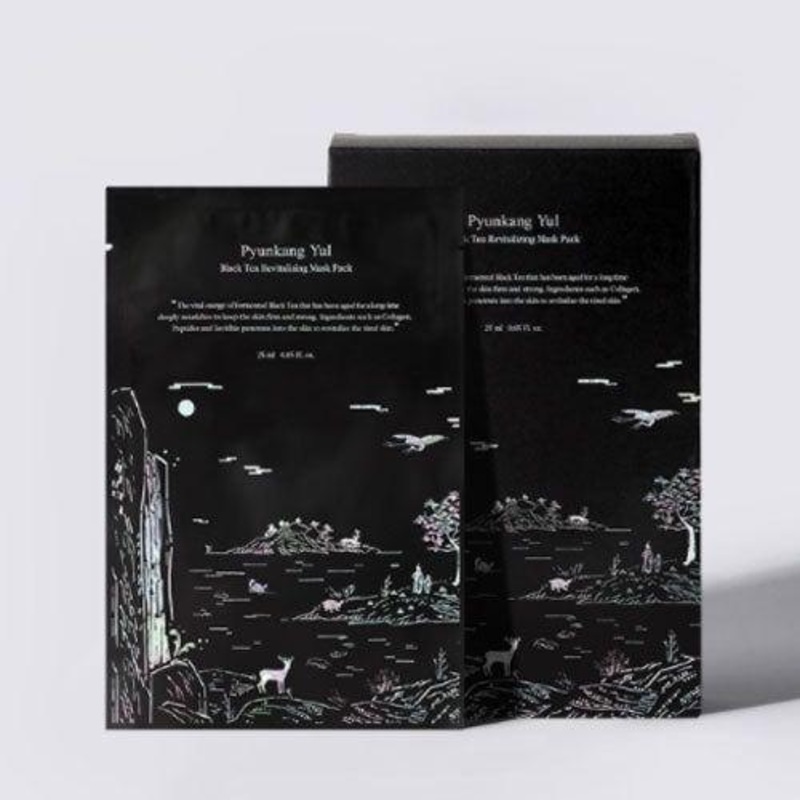 Pyunkang Yul Black Tea Revitalizing Mask Pack  25ml x 10 Sheets | Anti-Aging, Brightening & Deep Hydration