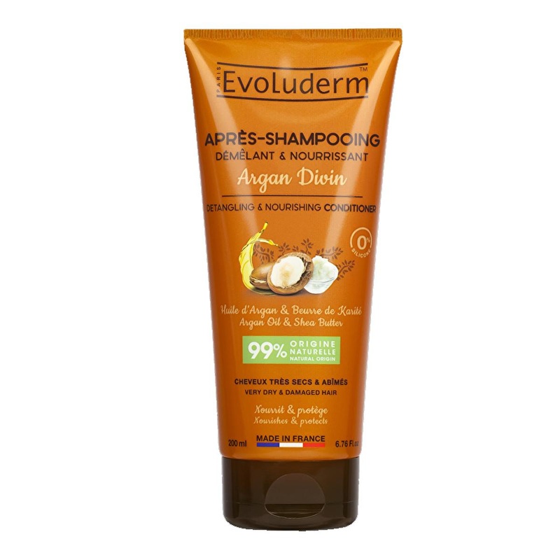 Evoluderm Argan Oil Hair Conditioner: Deeply Moisturizing & Repairing Treatment for Dry, Damaged Hair – Enriched with Shea Butter & Tahiti Monoi – 6.76 fl oz