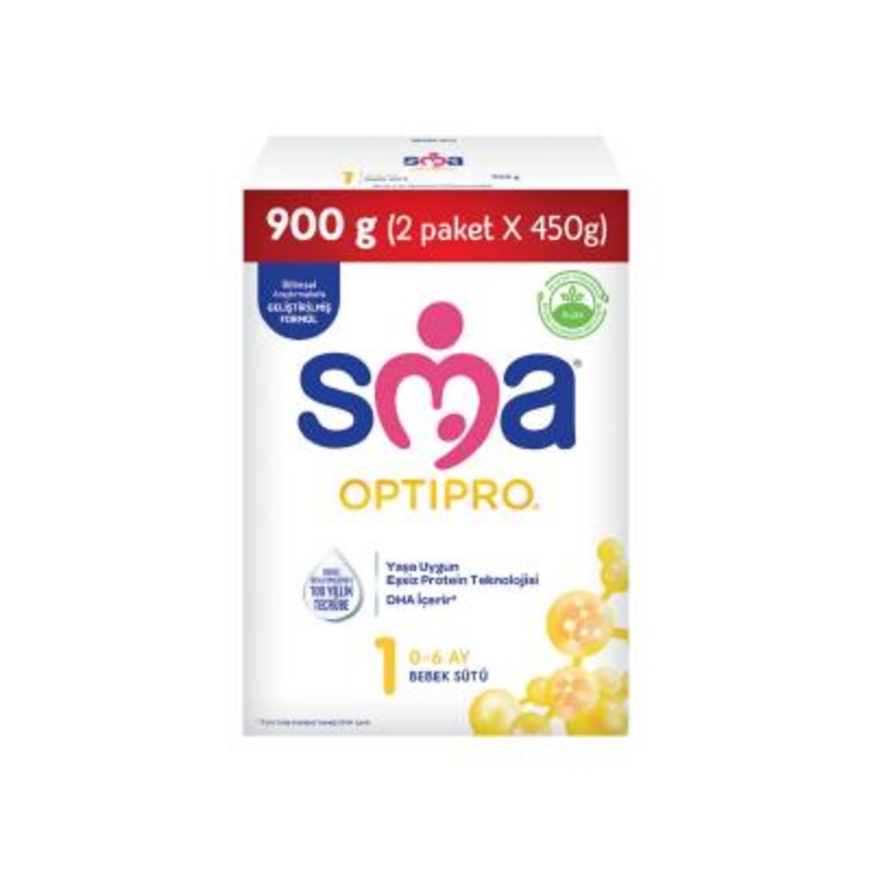 SMA Optipro 1: Complete Baby Formula for 0-6 Months – Breast Milk Substitute, Optimal Nutrition, 900g (Two 450g Packs)