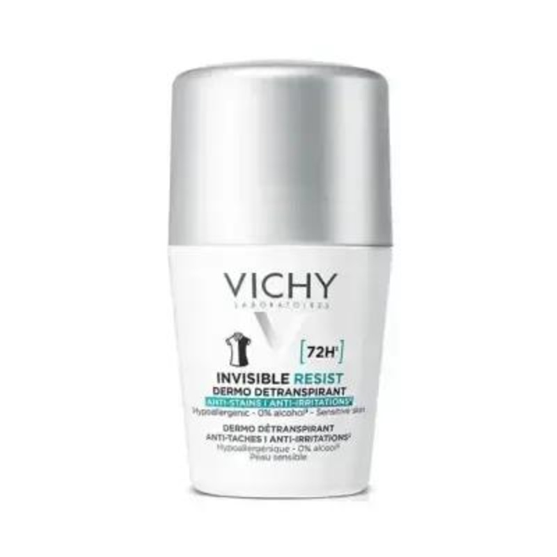 Vichy Anti-Stain Roll-On Deodorant for Women – 48 Hour Sweat & Odor Protection, Alcohol-Free, Hypoallergenic – No White Marks.