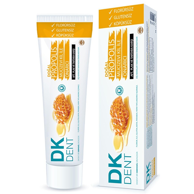 DK Dent Propolis Fluoride-Free Toothpaste: Natural Herbal Formula for Sensitive Gums & Bleeding Gums – Gluten-Free Daily Oral Care (2.54 fl oz)