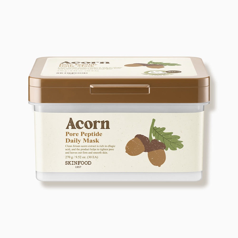 SKINFOOD Acorn Pore Peptide Daily Mask  270g / 30 Sheets | Daily Pore Tightening & Firming Mask with Acorn & Peptides