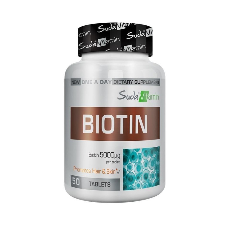 Suda Vitamin Biotin 5000 mcg Biotin Supplement – 50 Tablets for Hair, Skin & Nail Health