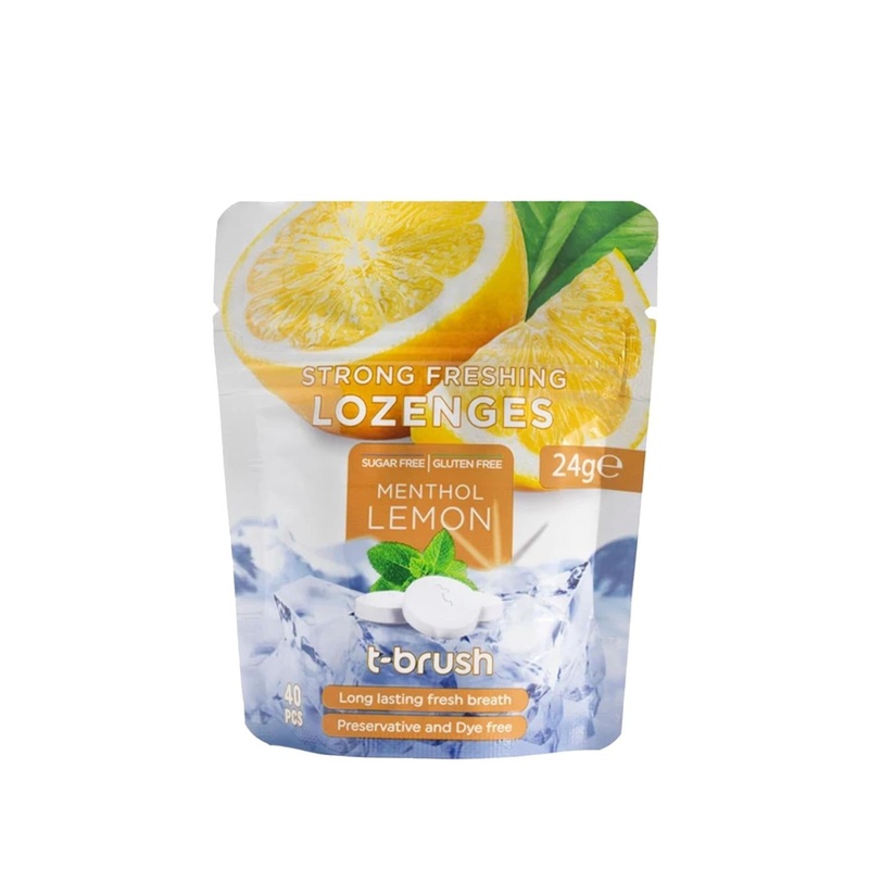 T-Brush Breath Freshening Pastilles – Lemon Mint Flavor, 40 Tablets – Fresh Breath Solution for On-the-Go Oral Hygiene