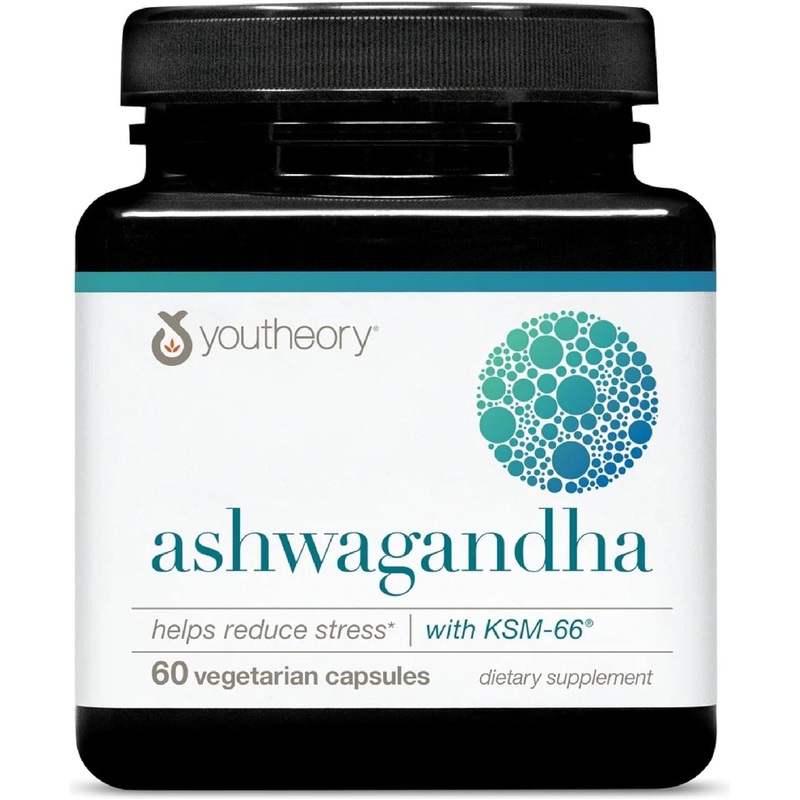 Youtheory Ashwagandha Stress Support Supplement  60 Vegetarian Capsules | Adaptogen for Stress, Mood & Cortisol Balance Unflavored 60 Count (Pack Of 1)