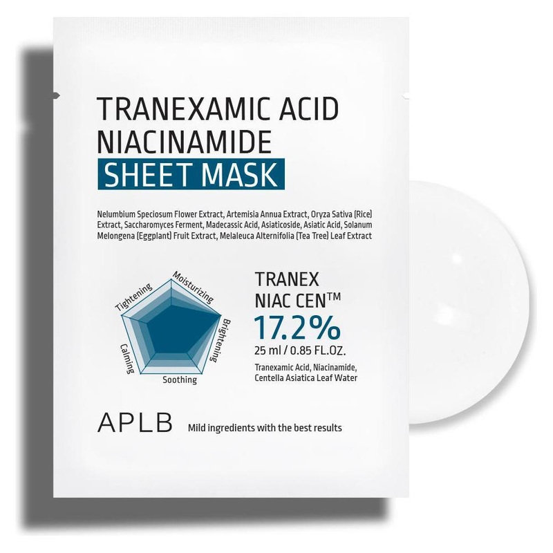 APLB Tranexamic Acid Niacinamide Sheet Mask  25ml x 10 Count | Brightening & Soothing Sheet Mask for Sensitive Skin