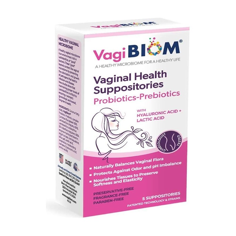 Vagibiom Lactobacillus Vaginal Suppository  5 Count | Microbiome Balance, pH Support & Soothing Relief