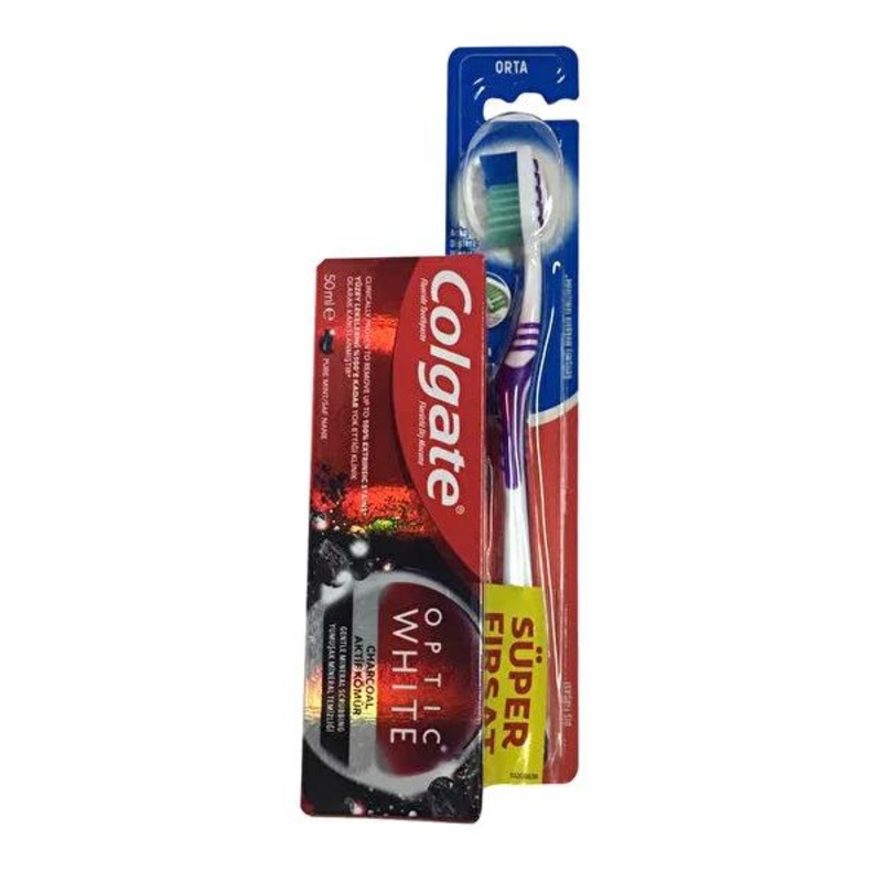 Colgate Toothbrush and Toothpaste Set with Activated Charcoal – Oral Hygiene Essentials for Whiter Teeth and Fresh Breath
