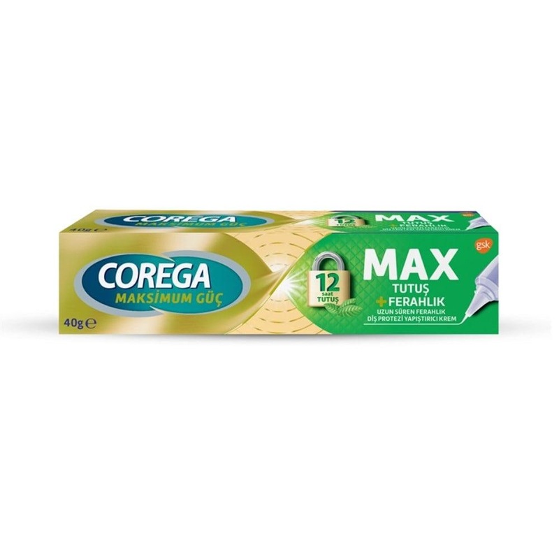 Corega MAX Denture Adhesive Cream – 12 Hour Hold & Freshness for Secure Fit