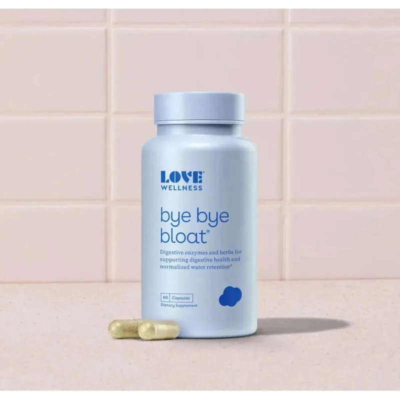 Love Wellness Bye Bye Bloat  60 Capsules | Natural Bloating Relief with Digestive Enzymes & Herbal Support Bye Bye Bloat