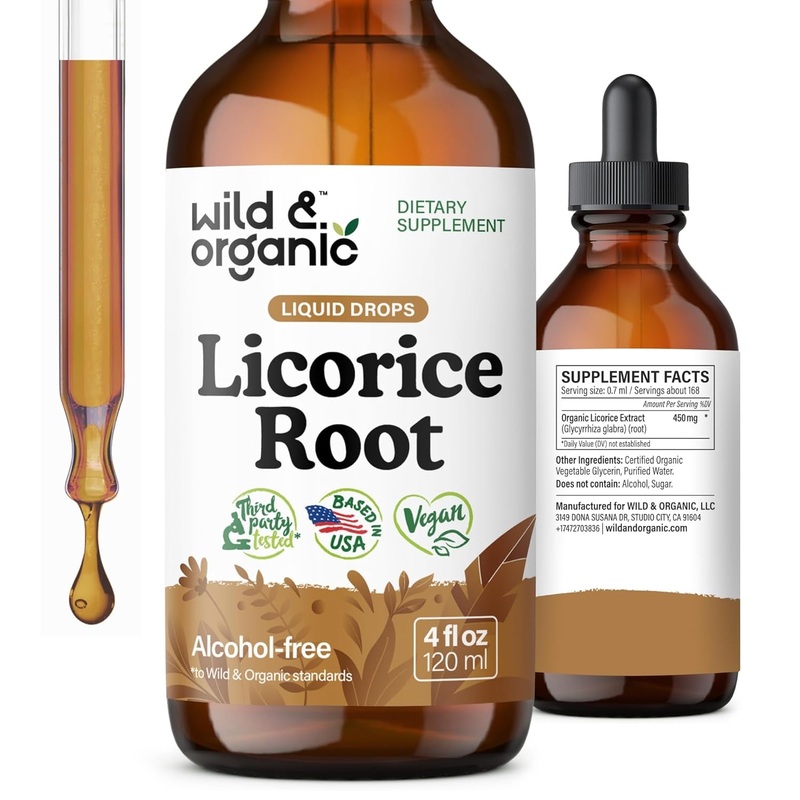 Wild & Organic Licorice Root Tincture  118ml | Alcohol-Free Digestive & Skin Support | Naturally Sweet & Vegan Licorice 4 Fl Oz