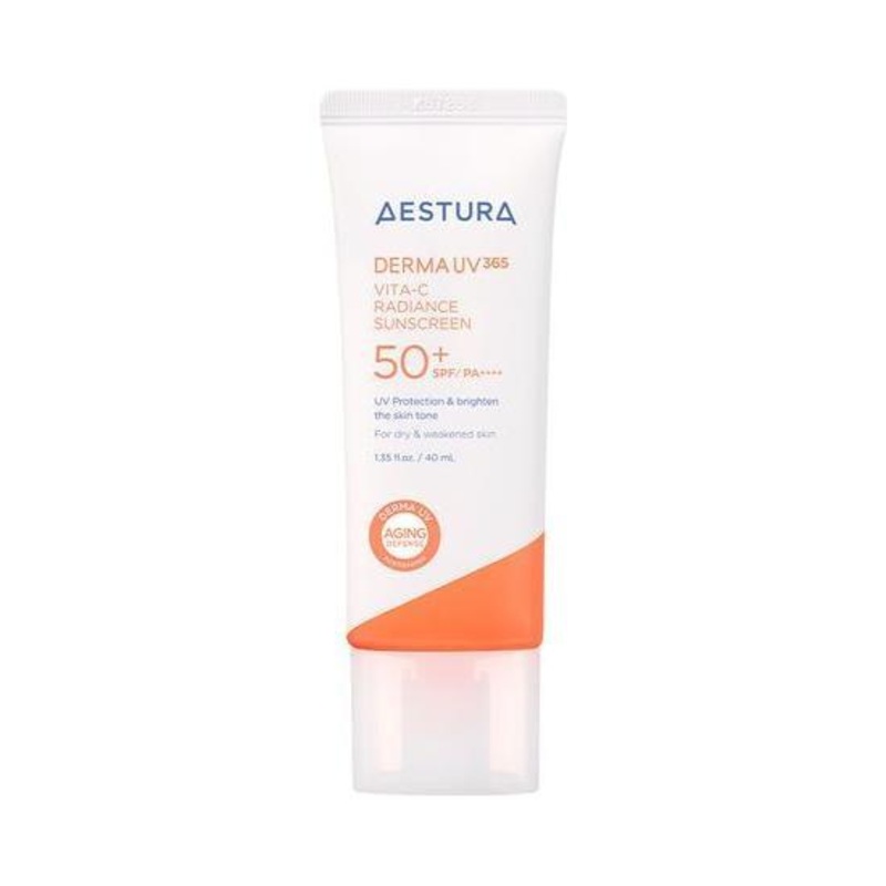 AESTURA Derma UV 365 Vita-C Radiance Sunscreen  40ml | Brightening, Moisturising Daily SPF for Sensitive Skin