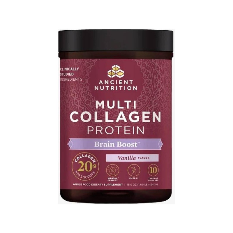 Ancient Nutrition Multi Collagen Protein Brain Boost Powder  45 Servings | Cognitive & Joint Support 45 servings