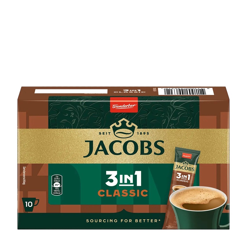 Jacobs 3in1 Classic instant coffee, 10 Count