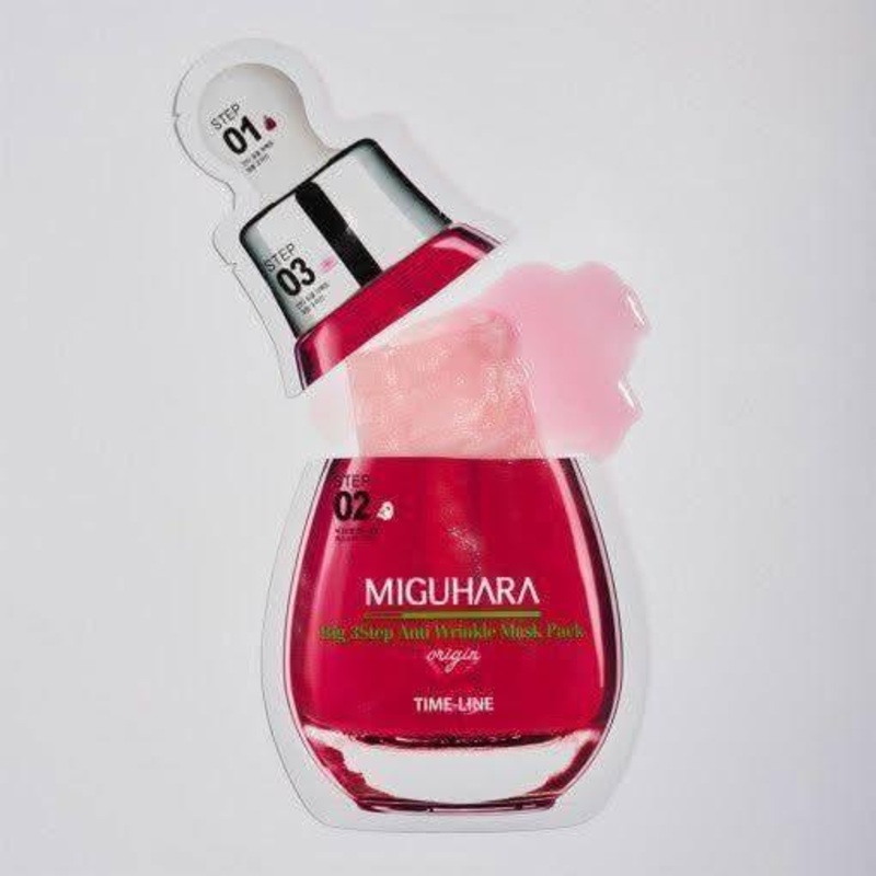 MIGUHARA Big 3 Step Anti-Wrinkle Mask Pack Origin  1.7ml + 25ml + 2ml | Brightening & Firming Skincare Set