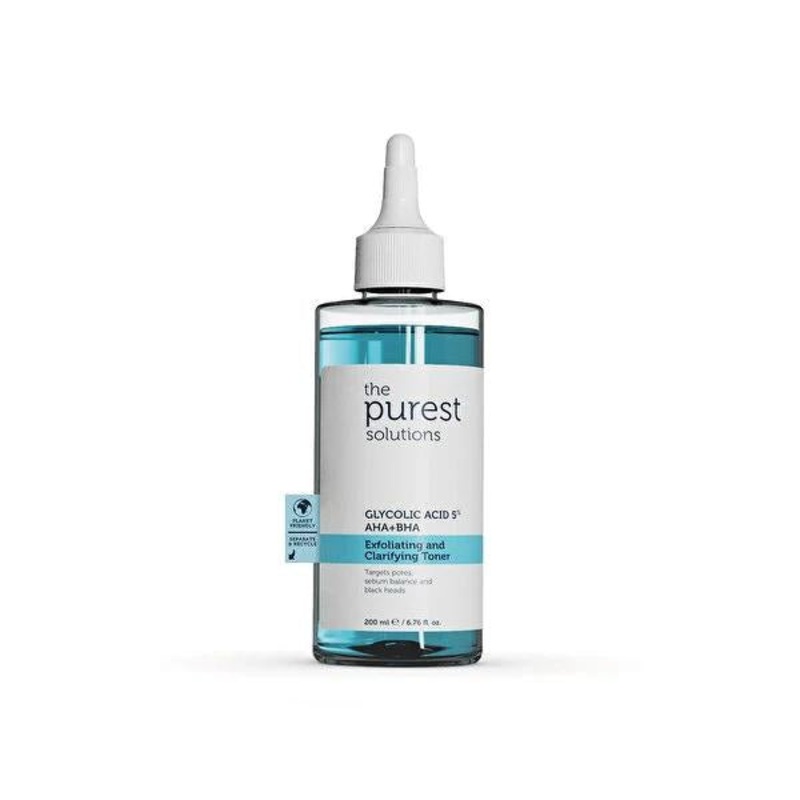 The Purest Solutions: Pore Minimizing & Refining Facial Toner | AHA BHA Exfoliating Toner with Salicylic & Glycolic Acid for Oily & Acne Prone Skin