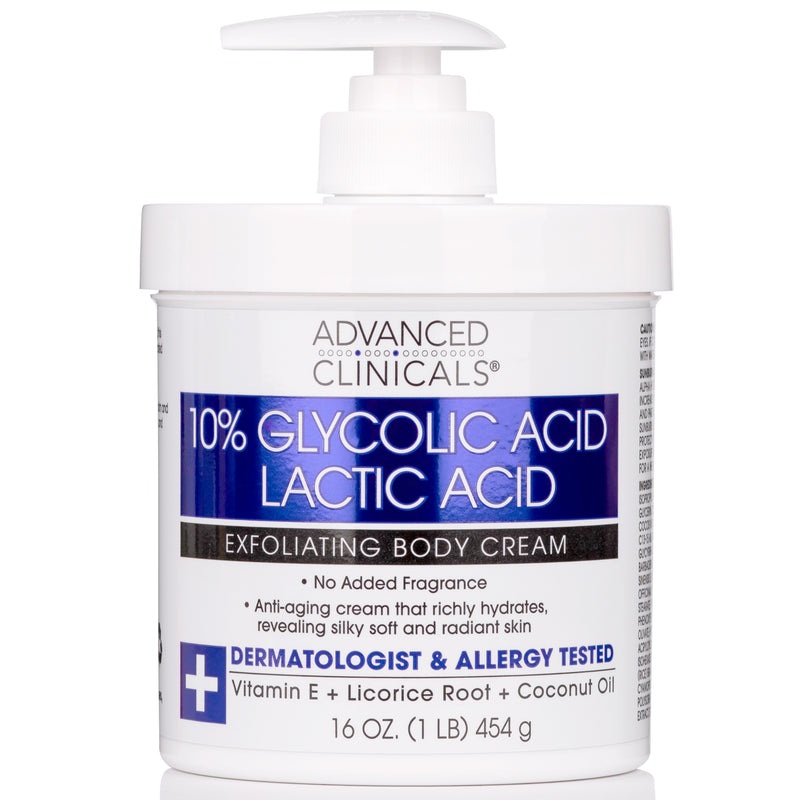 Advanced Clinicals 10% Glycolic + Lactic Acid Exfoliating Body Cream(454)