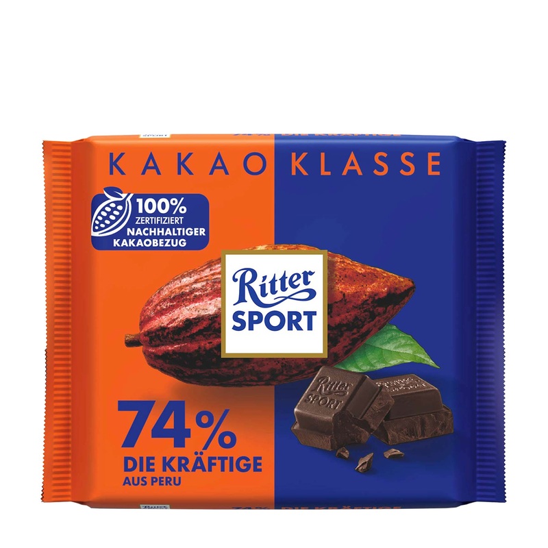 Ritter Sport Cocoa Class 74% Strong Peru dark chocolate bar, 100 g