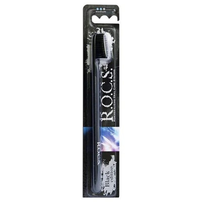 Rocs Black Edition Manual Toothbrush – Gentle, Whitening, High Quality, Effective Teeth Cleaning